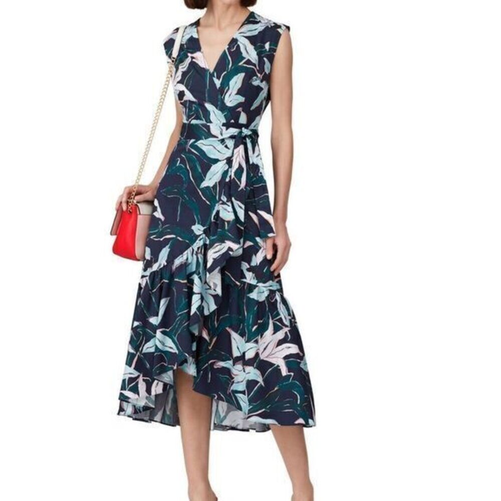 Tory Burch bloom print wrap dress fit and flare  dress size medium
